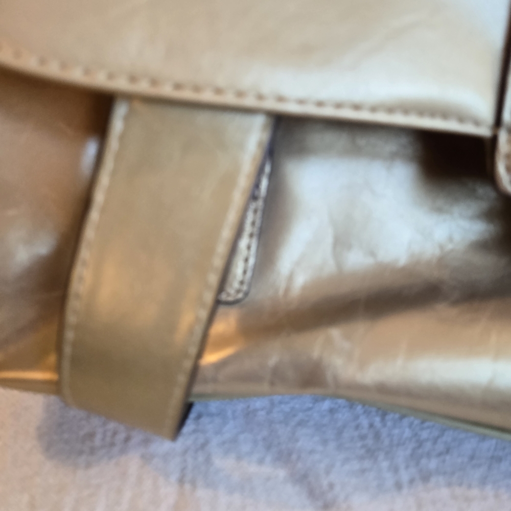 Peck & Peck Metallic Gold Shoulder Bag with Front Buckle - Picture 11 of 13